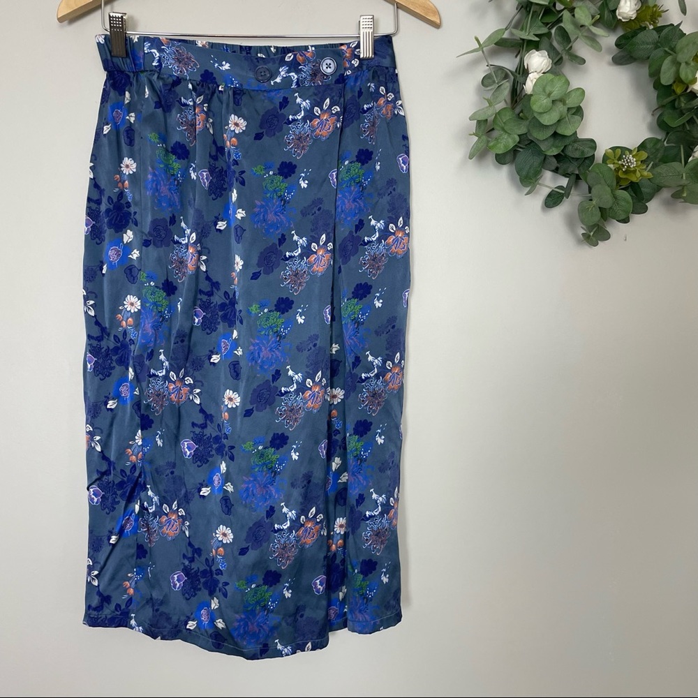 Tucker Floral Blue Wrap Skirt
